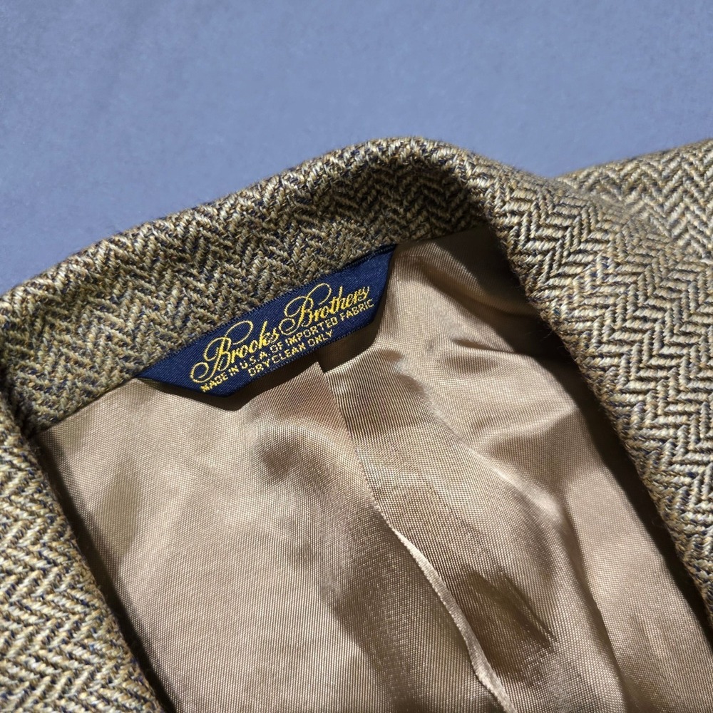 Brooks Brothers Sport Coat Mens 43L Herringbone Blazer Two Button USA Made VTG - Picture 4 of 8